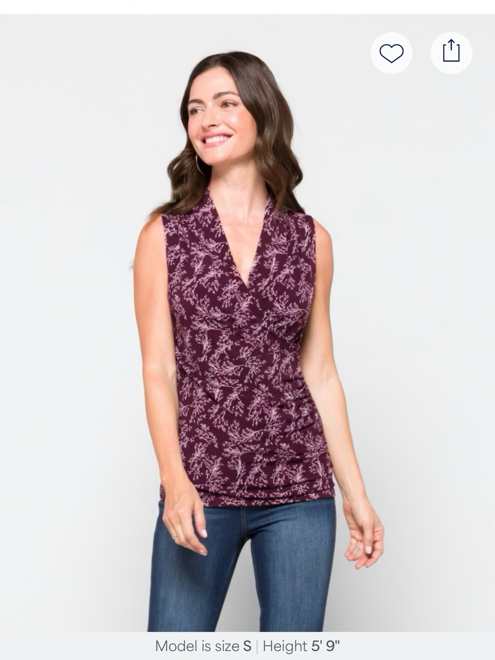 41 Hawthorn Sleeveless V-Neck Floral Camisole in Plum